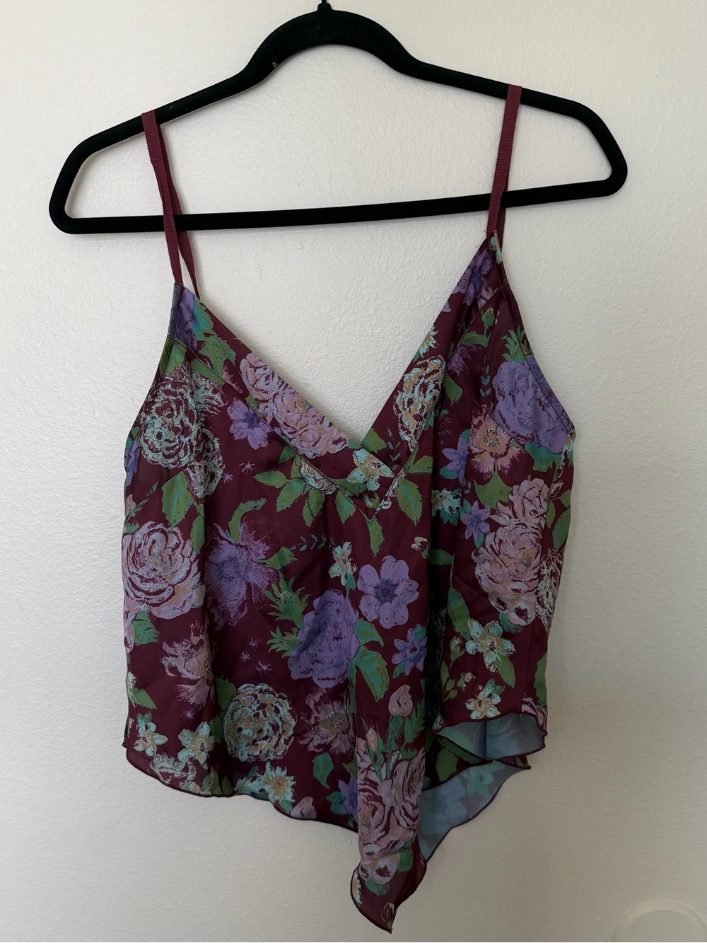 Intimately Free people Floral V-Neck Cami Tank Top - Burgundy Floral